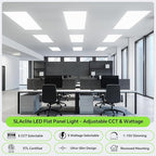 SLAclite 6 Pack 2x4 LED Flat Panel Light 50/40/35/30/25W 6500lm Adjustable, 0-10V Dimmable LED Flush Mount Ceiling Light Fixtures, 2.7K/3K/3.5K/4K/5K Selectable for Office Kitchen Garage - ETL Listed