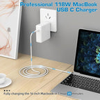 Furgor Mac Book Pro Charger - 118W USB C Charger Fast Charger Compatible with MacBook Pro, MacBook Air, M1 M2 M3 M4 M5, iPad pro, Samsung Galaxy and All USB-C Devices, 6.6ft Cable