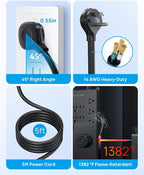 TROND Surge Protector Power Strip with USB Ports, 5ft Flat Plug Extension Cord, 22 Widely Spaced Outlets with 4 USB, 4000 Joules, 14AWG Heavy Duty, ETL Listed, Wall Mountable for Home Office, Black