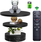 JAYEGT 3 in1 Motorized Rotating Display Stand with 5.74 /7.08/ 8.66 inch Replacement Cover，Max 22lbs Load，360 Electronic Turntable for Photography Products (3 in1 / Black/ With Remote controller)