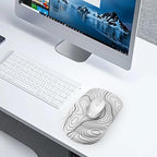 Mouse Pad Wrist Wrist Rest, Comfortable Memory Foam Wrist Rest, Non-Slip PU Base, Ergonomic Wrist Support and Arm Rests for Gaming, Office, Computer Use, Relieve Typing Pain (White Line)