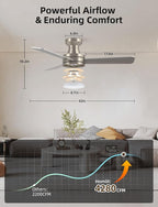 Homlit 42 inch RGB Ceiling Fan with Light, Smart App & Remote Control Low Profile Flush Mount, Music Sync Lighting, 6-Speed Quiet Reversible DC Motor, 4CCT Dimmable for Home Office Party