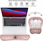 Mouse Pad Wrist Support and Keyboard Wrist Rest Set with Coasters, She Believed She Could So She Did Inspirational Quote with Non-Slip PU Base Ergonomic Mousepad for Home Office Working Studying