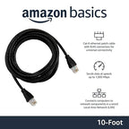 Amazon Basics RJ45 Cat 6 Ethernet Patch Cable - 10 feet, Black, Bulk 24-Pack