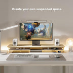 Fenge Acrylic Monitor Stand Riser, 42.5 Inches Dual Monitor Stand with Metal Storage, 2 Tier Acrylic Computer Riser for Desk, Clear Laptop Stand for PC, Laptop, Printer, TV, Oak