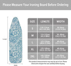 ZCFYGDX William Morris Decor Ironing Board Cover - Elastic Edges Nylon Buckle Straps Hook & Loop Fastener Strap,Easy to Install Scorch-Resistant Stain Resistant Standard,Blue Floral Leaf Print