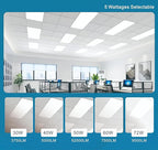 2x4 FT LED Light Flat Panel, 40-72W, 5 CCT 3K | 3.5k | 4K | 5K | 6.5K, Dimmable Recessed Drop Ceiling Lights, 3750/5000/6250/7500/9000 Lumens, Lay in Fixture for Office, 120-277V, UL DLC (4 Pack)