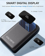 ColdBye Heated Vest Battery Pack 𝟕.𝟒𝐕 5𝐀 𝟐𝟎𝟎𝟎𝟎𝐦𝐀𝐡, Type-C and USB 5V Output 7.4V Tri-Size DC Built-in Ports (3.5 mm / 3.8 mm / 4.0 mm) for Heated Jacket