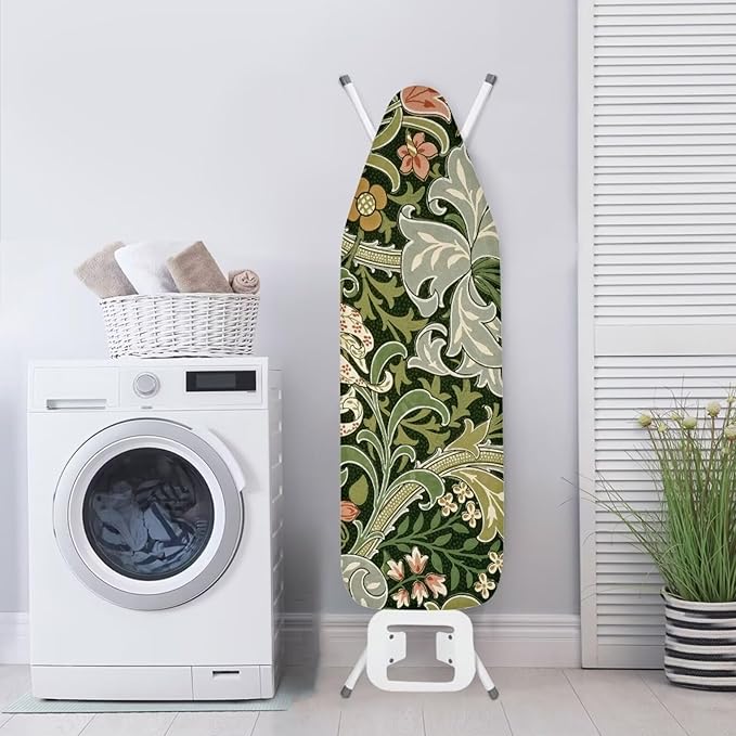 ZXFYGDX Cover for Ironing Board, William Morris Prints Table Top Ironing Board Cover with Nylon Buckle Straps and Elastic Edges Easy to Install, Standard Size Suitable for 18x58 Inch Ironing Board 2XL