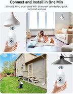 Light Bulb Security Camera Wireless Outdoor Indoor, 5G&2.4G WiFi Security Cameras with Patrol Function, AI Human Detection, Motion Tracking, Two-Way Talk, Color Night Vision, Alarm, 24/7 Recording