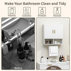 Wall Mounted Bathroom Storage Cabinet Medicine Cabinet with Adjustable Shelves & Towel Bar for Bathroom, Laundry Room, Bedroom, Enterway