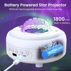 HUMIIEYE Star Projector with Bluetooth Speaker, 1800mAh Battery Operated Night Light Galaxy Projector, Northern Lights Aurora Projector with Moon, Mood Ambient Lighting for Bedroom Kids Girls Adults