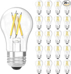 Sunco 20 Pack A15 Light Bulb LED, Edison Style Bulb, Dimmable Vintage Filament Lighting, 800 LM, 7W (60W Equivalent), 5000K Daylight, E26 Medium Base, Wet Rated UL