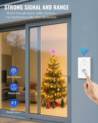 Remote Control Outlet WILAWELS Wireless Light Switch, 2 Pack Expandable and Removable Remote Outlet Switches for Christmas Light, Lamp, Appliance, FCC Listed, 1 Controller for 2 Outlets W05RC1206