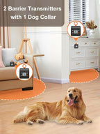 Wireless Pet Barrier with 2 Transmitters - Rechargeable Indoor Barrier with 6 Adjustable Range Radius up to 7 ft, 6 Adjustable Safe Static Intensity, Electric Fence System for Dogs with Hook-Black