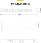 StarTech.com 12-Outlet Horizontal Rack Mount Metered PDU, 1U Server Power Strip w/Surge Protector, 8ft/2.4m Power Cable, TAA