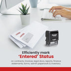 Promot Entered Self Inking Rubber Stamp - Refillable Stampers for Office - Business, Accounting, Bookkeeping, Coding, Legal, Notary, Work, Ordering, Inventory Stamps - Red Ink