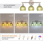 Shenmoyl Bathroom Light Fixtures, 3-Light Vanity Wall Light Over Mirror with Green Tulip Glass Shade for Bedroom Living Room (Bulb Not Included), Satin Nickel