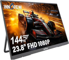 InnoView Large Portable Monitor 23.8inch FHD 1080P 144Hz USB-C, HDMI Computer Display HDR 100% sRGB IPS Gaming Monitor W/180°Adjustable DC Eyes Care Stand for Laptop PC MAC Phone PS4 Xbox Switch