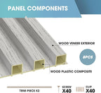 OUZUGIE WPC Acoustic Slat Wall Paneling, 8-Pack 114 x 6 Inches 3D Wall Panels for Interior Wall Decor,Living Room,TV Background,Study Room,Office Spaces,Bedroom,High Grille (Grey)