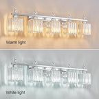 FDPBY Vanity Lights 5-Light Modern Crystal Vanity Light Chrome Bathroom Light Fixtures Over Mirror Crystal Bathroom Vanity Lighting Fixtures