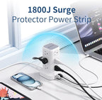 AnnTane Surge Protector Power Strip 6.5 FT Cord, Power Strip Tower with 4 USB Ports (1USB C), Extension Cord with 12 AC Multiple Outlets, Home Office Supplies Desk Accessories, Dorm Room Essentials