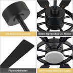 ELEHINSER 80 Inch Ceiling Fan with Lights and 3 Downrods, 8 Plywood Blades, 6-Speed Noiseless Reversible DC Motor, 3CCT, Windmill Ceiling fan for Kitchen Bedroom Living Room, Matte Black