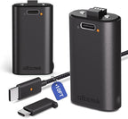 2 Pack Xbox Rechargeable Battery Pack, Xbox Series X Play & Charge Kit 1400mAh Capacity Fully charges in 3 Hours, 9 Ft USB Type-C Cable, Compatible w/ Xbox Series X/S, Xbox one/S/X/Elite Controllers