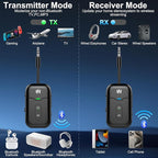 Premium Airplane Bluetooth 5.4 Transmitter Adapter,Supports 2 AirPods/Headphones 2-in-1 Bluetooth Transmitter Receiver with aptX Low Latency,Wireless Adapter for Flight,TV,Gym,Tablets Car Stereo