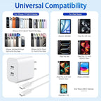 2Pack iPhone 17 16 Charger,Dual Port Fast Wall Charger Block with 10FT USB C to C Cable Cord Chargers Fast Charging for iPhone 17/17 Pro Max/17 Pro/iPhone Air/16Pro Max/16 Plus/15 Pro Max/15Pro/iPad