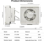 EINTTAX 8 Inch Wall Mounted Shutter Exhaust Fan with Automatic Shutter, 177 CFM Quiet Powerful Plug in Wall Exhaust Fan, Window Extractor Ventilation Fan for Bathroom, Attic, Garage, Shed, 25W, White