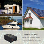 WZRELB 600W 24V 120V Pure Sine Wave Power Inverter with 2 AC Outlets Wired Remote Control (RBP-60024WR)