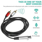 SEWCHICS XLR Female to Dual RCA Audio Splitter Cable 2m Microphone Signal Patch Cord for Audio Mixer Equipment