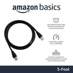 Amazon Basics RJ45 Cat-6 Ethernet Patch Internet Cable - 5 Foot (1.5 Meters), 16 Pack of 10, 160 Count Total, Black