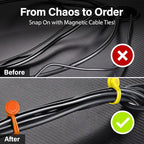 30-Pack Magnetic Cable Ties – Snap-On Silicone Magnetic Cord Ties with Strong Magnets – Reusable Magnetic Ties for Cords, Wire Organizer, Charging Cord Organizer – Assorted Colors