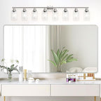 Guliaofo 8-Light Brushed Nickel Vanity Lights, Modern Bathroom Light Fixtures with Clear Glass Shade, Wall Lamps for Mirror Kitchen Hallway Cabinet Living Room Sconces Lights - E26