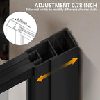 Shower Framed Glass Panel, 34" W x 74" H Shower Screen, 5/16" (8mm) Tempered Glass Shower Door, Fit for Walk-in Bathroom, Matte Black Fixed Shower Door