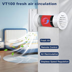 LINGGONGAIR Room Ventilation Fan 4-inch 5W EC Motor, Two-Way Wall Exhaust Fan with Ceramic Filter & Reversible Remote, Suitable for Home, Attic, Garage, Company, and Air Circulation