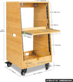 Sound Town DIY Solid Carbonized Bamboo Slanted 16U Studio Rack (8U Top + 8U Lower), with 2U Bottom Storage, Slide-Out Tray, Caster, For Recording Room, Home Studio (STBR-ST16T)