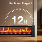 Air Choice 33” Baseboard Heater, 1500W Fireplace Heater with Top Air Outlet, Remote, Adjustable Thermostat, 12H Timer, Overheat&Tip-Over Protection, No Fan Design, Space Heater for Large Room Office