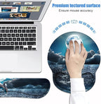 Keyboard Wrist Rest + Mouse Pad Wrist Support Set with Coasters, Non-Slip PU Base Ergonomic Mousepad for Home Office Working Studying Easy Typing & Pain Relief, Dolphin