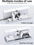 NODOCA No Drill Under Desk Cable Management Tray, 14'' Wire Management, Punch-Free Clamp on, Metal Cable Tray, Wire Organizer Under Desk, Under Desk Basket for Office and Home, White(2 Packs)