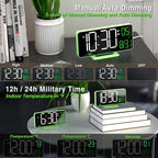 KOSUMOSU Small Digital Clock, 6.7in Alarm Clocks for Bedrooms, Auto Dimming, Room Temperature, Day of The Week, Seconds, Date, Desk Clock for Bedroom, Digital Clocks for Living Room