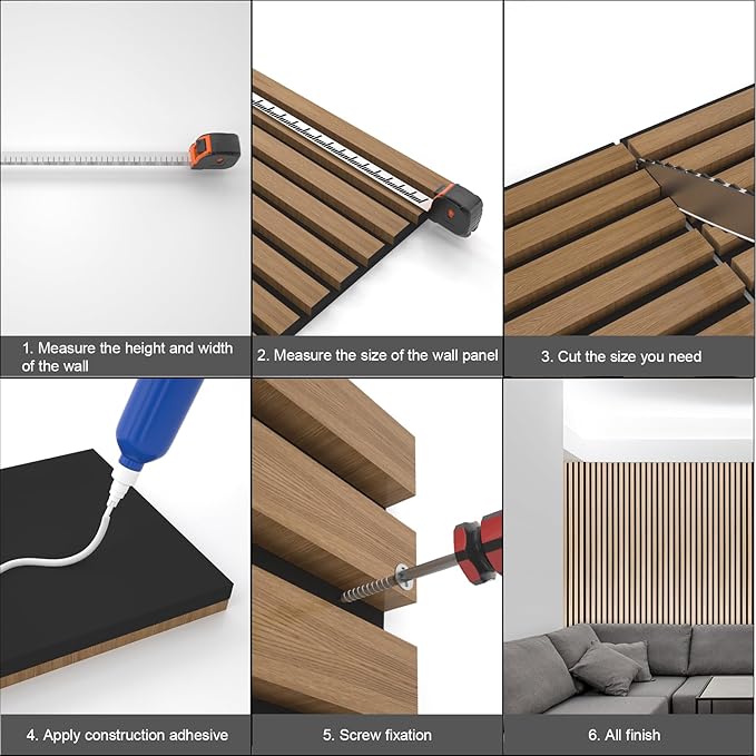 Yuzzy Wood Panels for Wall and Ceiling - 108 x 11 Inch Wood Slat Acoustic Panels 2 PCS - Modern Sound Absorbing Wall Panels for Interior Wall Decor for Home, Office, Studio - Rustic Walnut