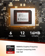 GEEKOM A5 Mini PC with AMD Ryzen 5 7430U, 3-Year Coverage, 16GB RAM(Upgradable, Not LPDDR)&512GB M.2 NVMe SSD, Windows 11 Pro Desktop Computer Support 8K/Wi-Fi 6/BT 5.2/USB 3.2/SD Slot/6x USB