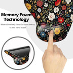 Ergonomic Mouse Pad with Wrist Support,Mouse Pad with Wrist Rest and Coaster Set,Office Supplies Non-Slip Mouse Pads for Desk, Non-Slip Comfortable,Black Floral