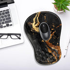 YIWEI Ergonomic Mouse Pad with Wrist Rest - Comfortable Office Mousepad with Memory Foam Wrist Support for Carpal Tunnel Relief, Mouse Pads with Non-Slip Base for Gaming and Home (Gold)