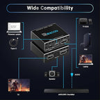 4K@120Hz HDMI 2.1 eARC Audio Extractor 1 in 1 Out Support VRR ALLM HDCP2.3 ARC eARC HDR CEC SPDlF Optical Audio Out Digital EDID for PS5 Xbox NVIDIA AMD