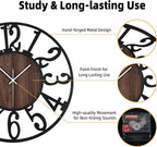 Casaformia 20'' Silent Wall Clock with Night Light, Glow in The Dark Decorative Wall Clock Battery Operated, Rustic Modern Metal & Wood Clocks for Bedroom Living Room Decor, Arabic Numerals