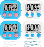 ZILLEEN Classroom Timer for Kids Teachers 4 Pack Digital Timers, Blue & White
